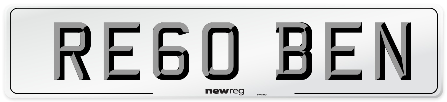 RE60 BEN Number Plate from New Reg